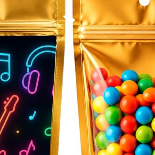 Saco Festa Metalizado Dourado 13x20 Neon Musical