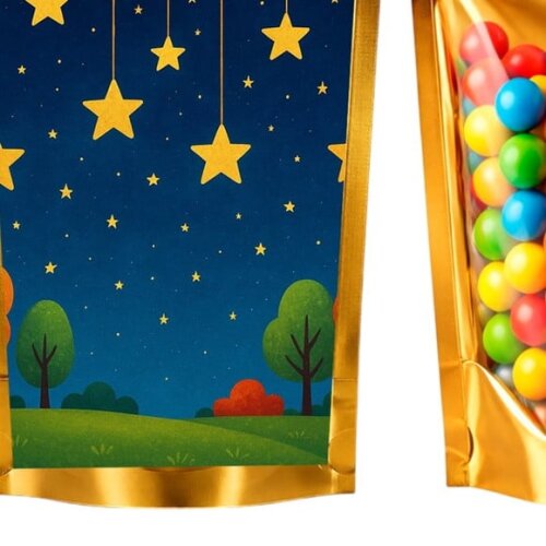 Saco Festa Metalizado Dourado 13x20 Noite das Estrelas