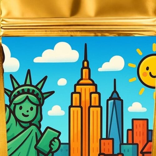 Saco Festa Metalizado Dourado 13x20 Nova York