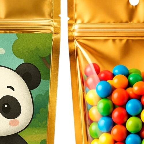 Saco Festa Metalizado Dourado 13x20 Panda Baby