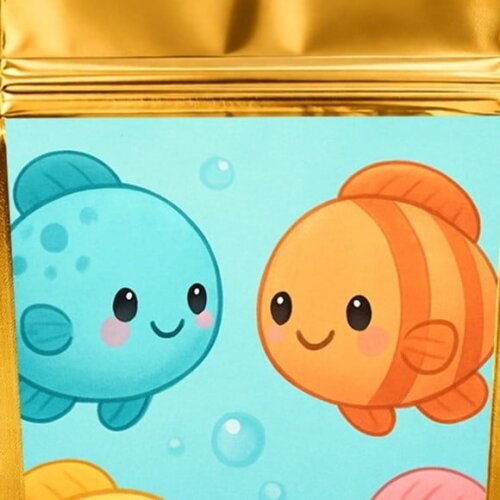 Saco Festa Metalizado Dourado 13x20 Peixinhos Baby