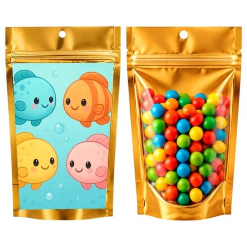 Saco Festa Metalizado Dourado 13x20 Peixinhos Baby