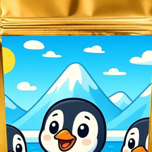 Saco Festa Metalizado Dourado 13x20 Pinguins