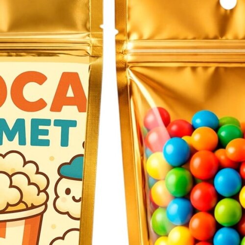 Saco Festa Metalizado Dourado 13x20 Pipoca Gourmet Kids