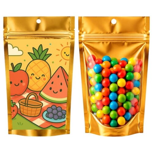 Saco Festa Metalizado Dourado 13x20 Piquenique das Frutas