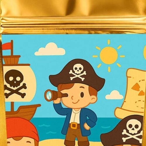 Saco Festa Metalizado Dourado 13x20 Piratas
