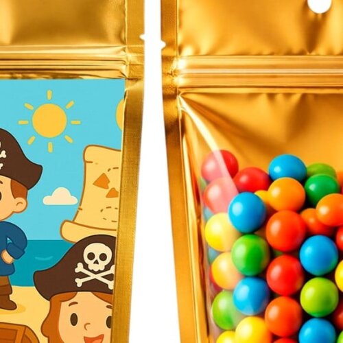 Saco Festa Metalizado Dourado 13x20 Piratas