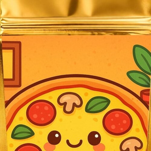 Saco Festa Metalizado Dourado 13x20 Pizza Divertida