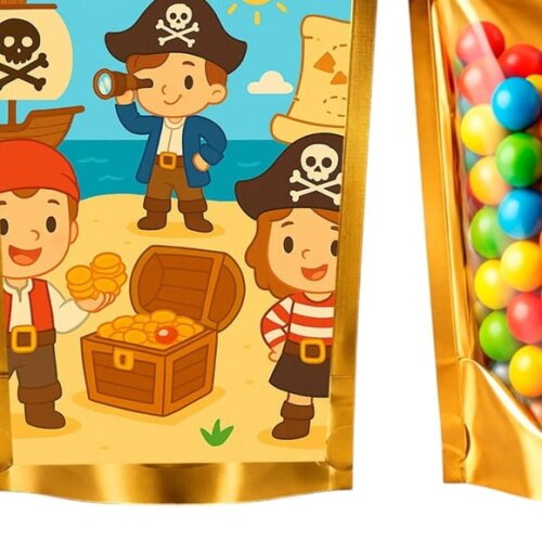 Saco Festa Metalizado Dourado 13x20 Piratas