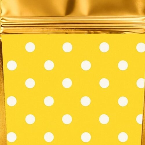 Saco Festa Metalizado Dourado 13x20 Poá Amarelo