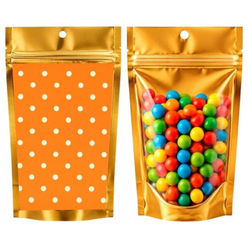 Saco Festa Metalizado Dourado 13x20 Poá Laranja