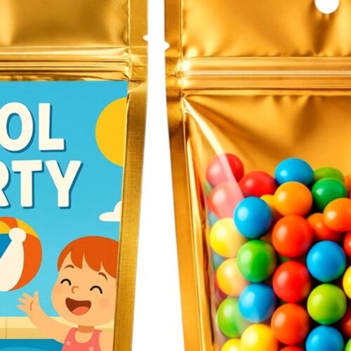 Saco Festa Metalizado Dourado 13x20 Pool Party