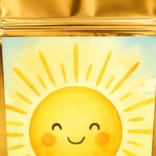 Saco Festa Metalizado Dourado 13x20 Raio de Sol Aquarela