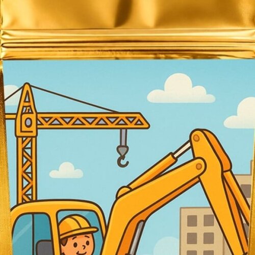 Saco Festa Metalizado Dourado 13x20 Retroescavadeira