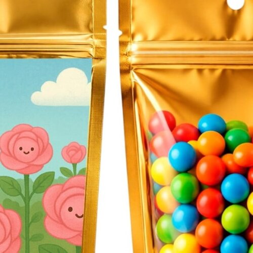 Saco Festa Metalizado Dourado 13x20 Rosas Fofas