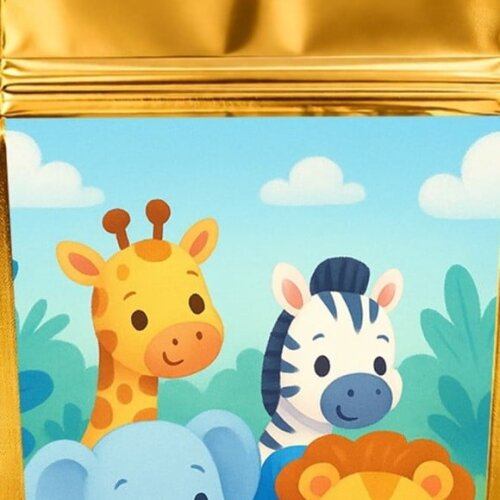 Saco Festa Metalizado Dourado 13x20 Safari Azul