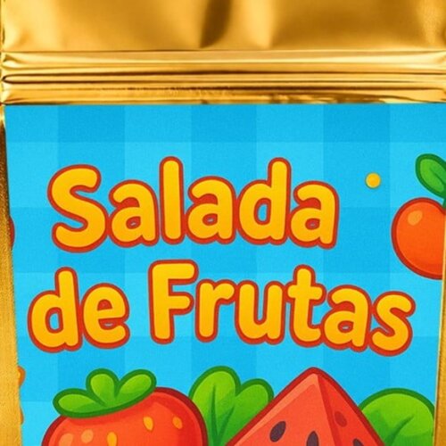 Saco Festa Metalizado Dourado 13x20 Salada de Frutas