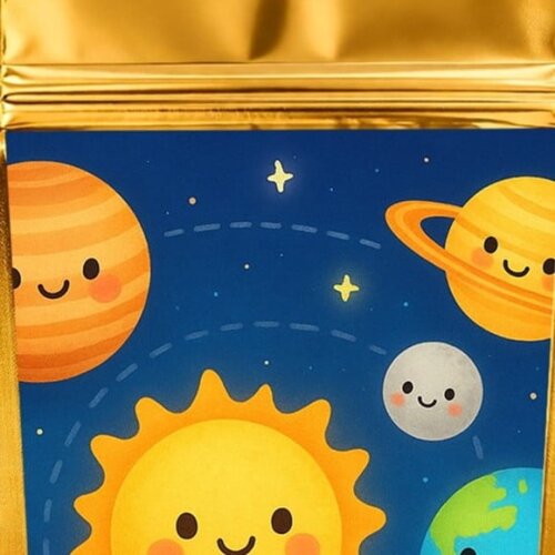 Saco Festa Metalizado Dourado 13x20 Sistema Solar