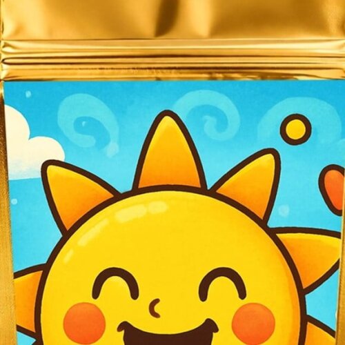 Saco Festa Metalizado Dourado 13x20 Sol Sorridente
