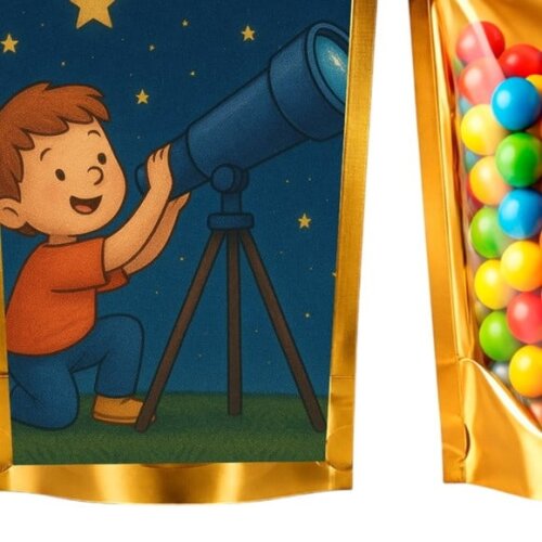 Saco Festa Metalizado Dourado 13x20 Telescópio Kids