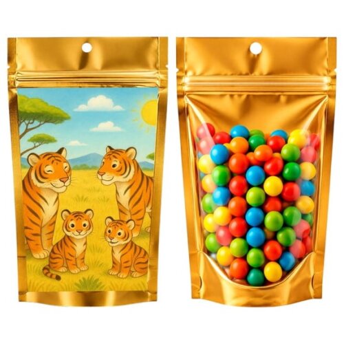 Saco Festa Metalizado Dourado 13x20 Tigres