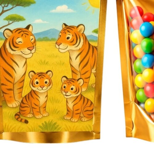 Saco Festa Metalizado Dourado 13x20 Tigres