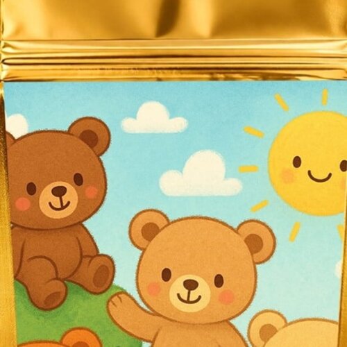 Saco Festa Metalizado Dourado 13x20 Ursinhos