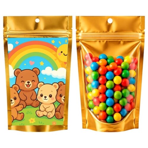 Saco Festa Metalizado Dourado 13x20 Ursinhos Baby