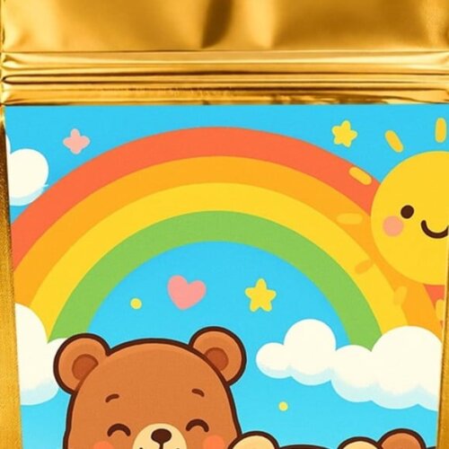 Saco Festa Metalizado Dourado 13x20 Ursinhos Baby