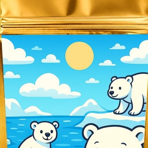 Saco Festa Metalizado Dourado 13x20 Ursos Polares