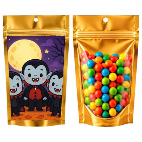Saco Festa Metalizado Dourado 13x20 Vampirinhos Fofinhos