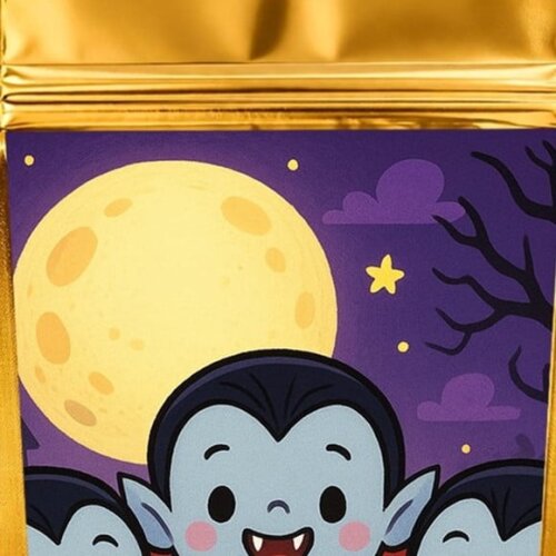 Saco Festa Metalizado Dourado 13x20 Vampirinhos Fofinhos