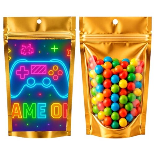 Saco Festa Metalizado Dourado 13x20 Video Game Neon