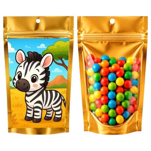 Saco Festa Metalizado Dourado 13x20 Zebra Baby