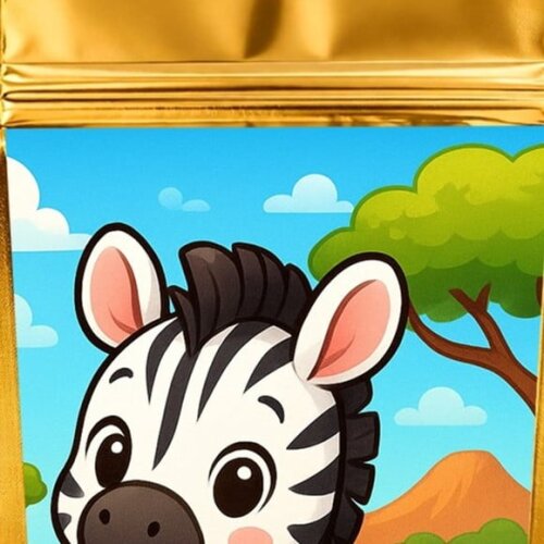 Saco Festa Metalizado Dourado 13x20 Zebra Baby