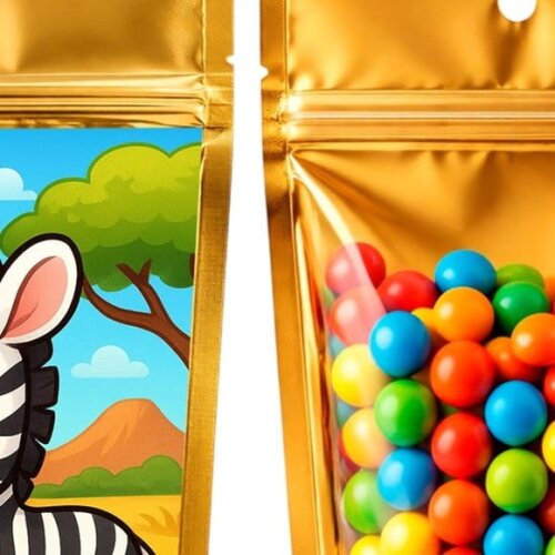 Saco Festa Metalizado Dourado 13x20 Zebra Baby