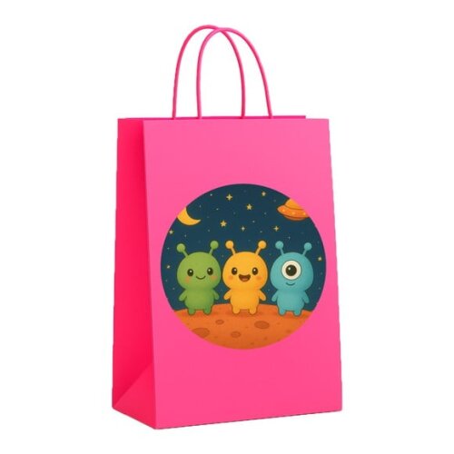 Sacola de Papel Personalizada Infantil Alienígenas Fofos