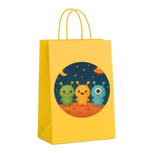 Sacola de Papel Personalizada Infantil Alienígenas Fofos