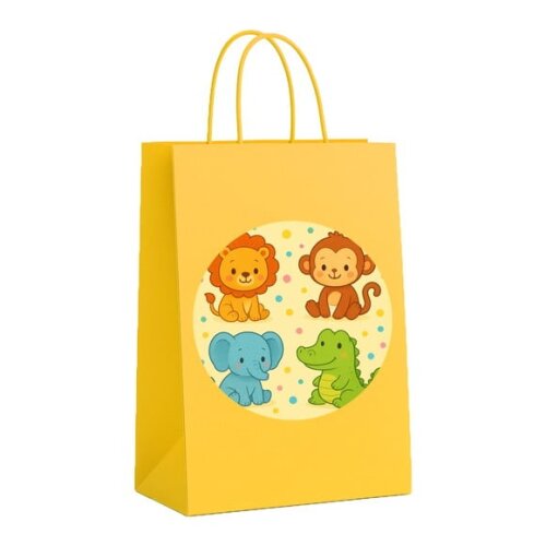 Sacola de Papel Personalizada Infantil Animais Coloridos