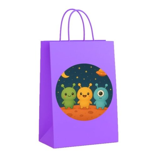 Sacola de Papel Personalizada Infantil Alienígenas Fofos