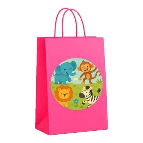 Sacola de Papel Personalizada Infantil Animais Divertidos