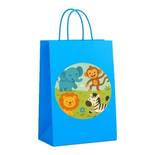 Sacola de Papel Personalizada Infantil Animais Divertidos