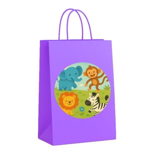 Sacola de Papel Personalizada Infantil Animais Divertidos