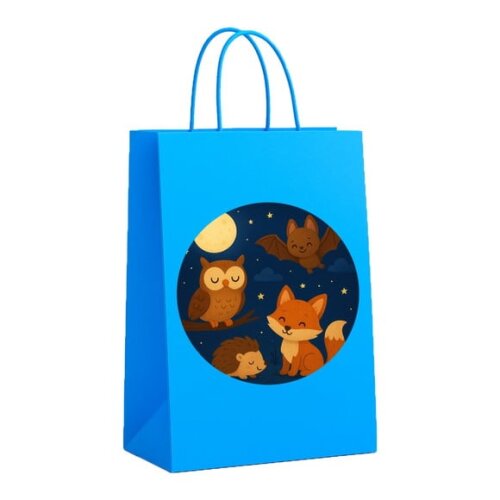 Sacola de Papel Personalizada Infantil Animais Noturnos