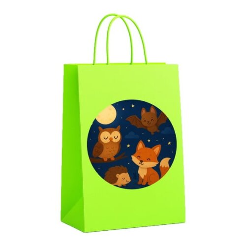 Sacola de Papel Personalizada Infantil Animais Noturnos