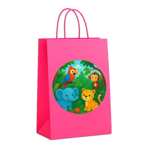 Sacola de Papel Personalizada Infantil Animais Tropicais