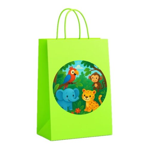 Sacola de Papel Personalizada Infantil Animais Tropicais