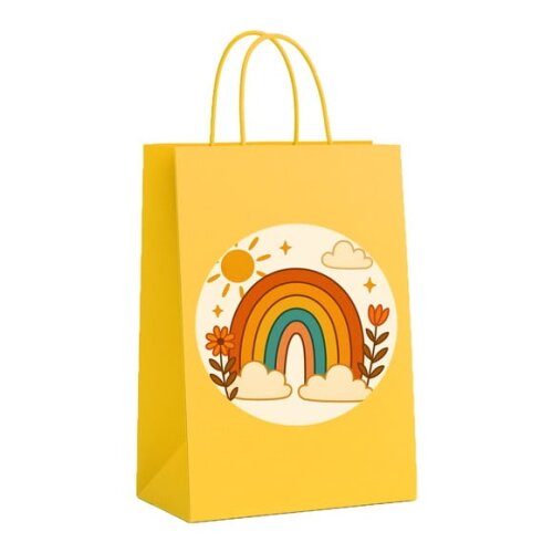 Sacola de Papel Personalizada Infantil Arco-íris Boho
