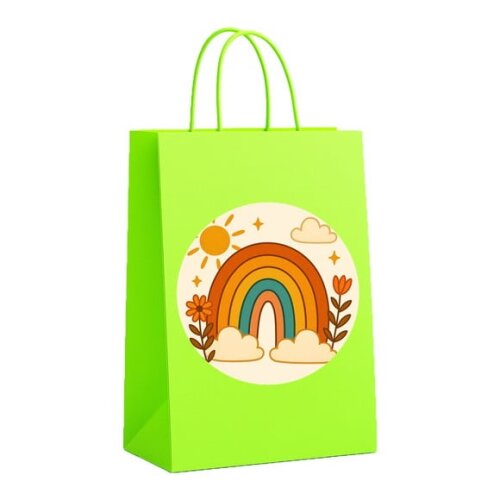 Sacola de Papel Personalizada Infantil Arco-íris Boho