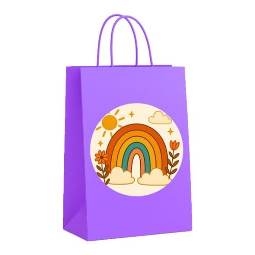 Sacola de Papel Personalizada Infantil Arco-íris Boho